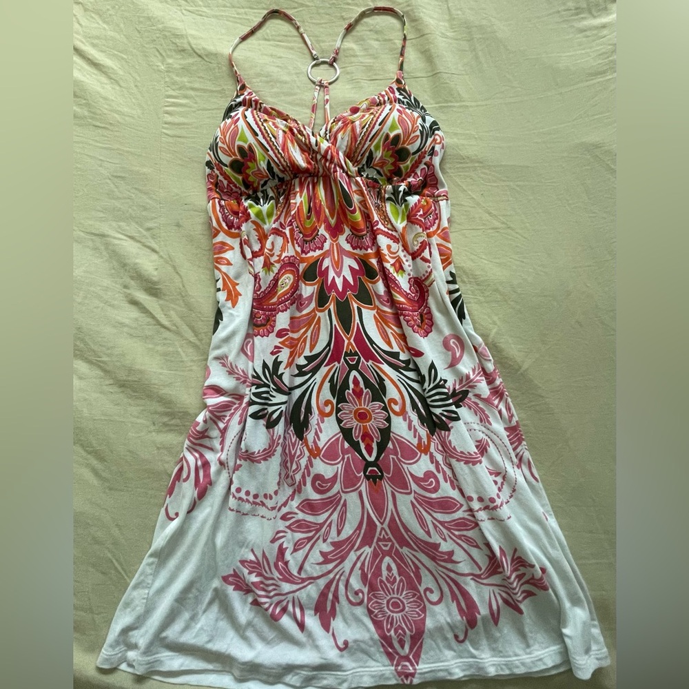 Patterned White Beach Dress